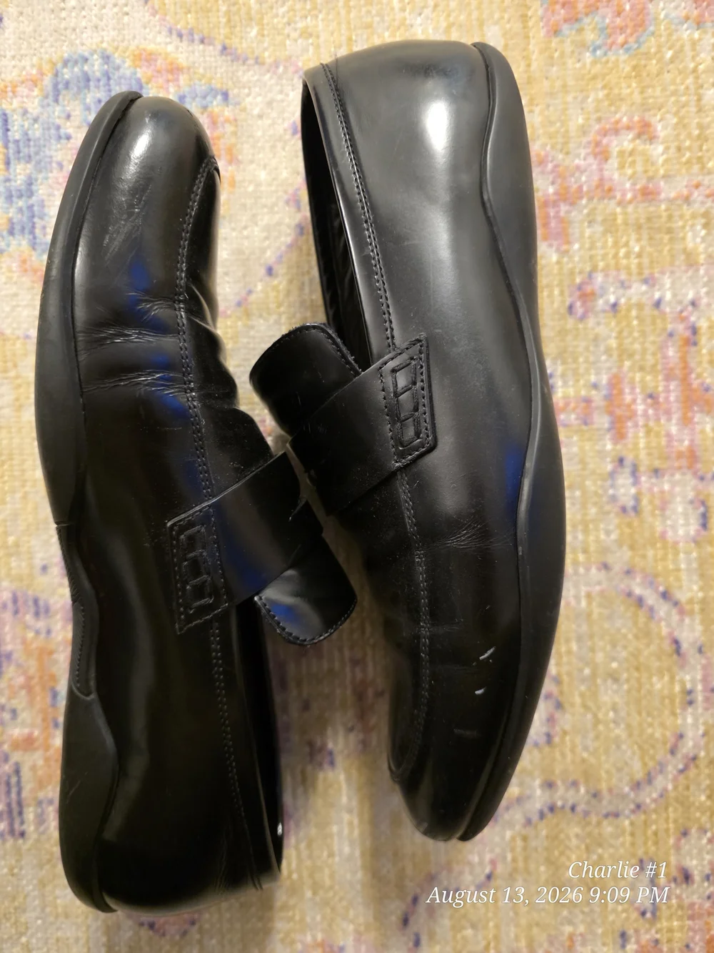 Harry's Of London Men's Black Leather Penny Loafers